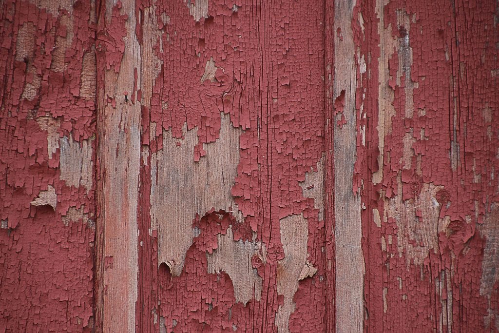red peeling paint