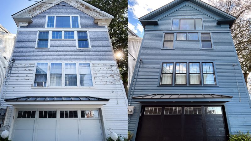 Photo transformation of painting project exterior in the North Shore of Massachusetts
